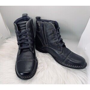 Clarks Whistle Bea Leather Ankle Boots Flannel Plaid Lace Up Zip usa 5.5M UK 3D